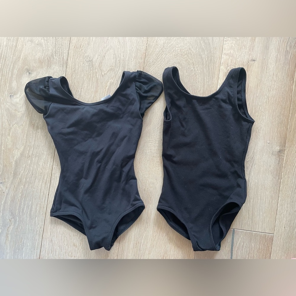 Capezio bundle two black ballet leotards - size small